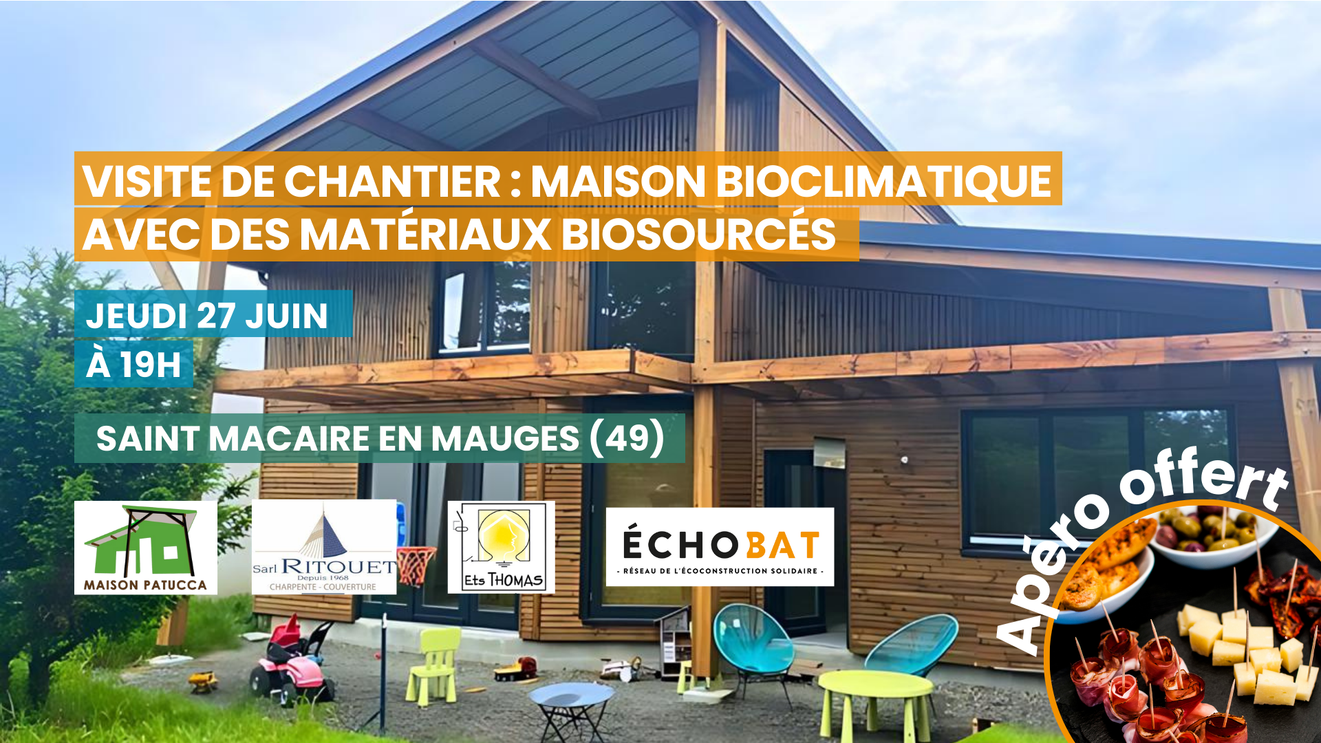 Visite de chantier maison bioclimatique  avec des matériaux biosourcés dans le 49